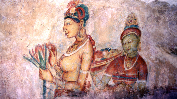 Väggmålning i Sigiriya