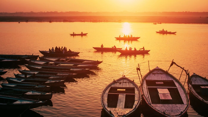 Solnedgång över Ganges