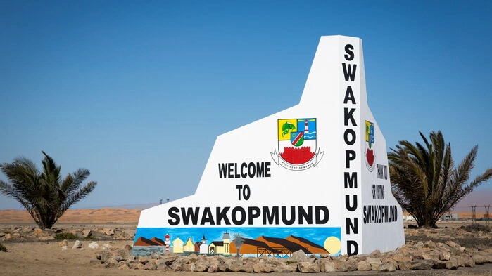 Välkomstskylt utanför Swakopmund